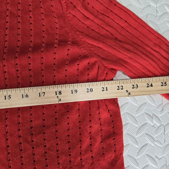 St John Cardigan Sweater Womens XL Red Wool Blend Mixed Knit Designer Luxury - Picture 9 of 11
